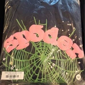 Sp5der Hoodie Pink/Green Design Brand New Size Medium